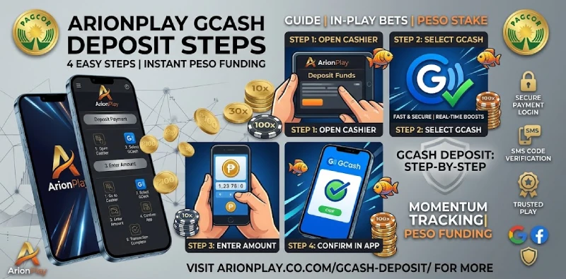 ArionPlay cashier GCash deposit steps select amount confirm Philippines