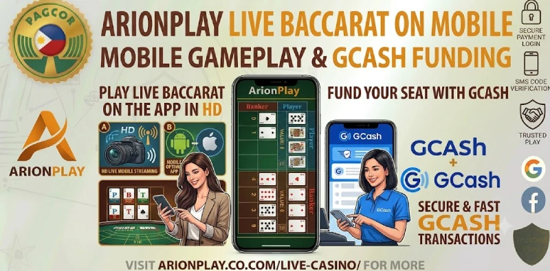 ArionPlay live baccarat played on a mobile phone with GCash
