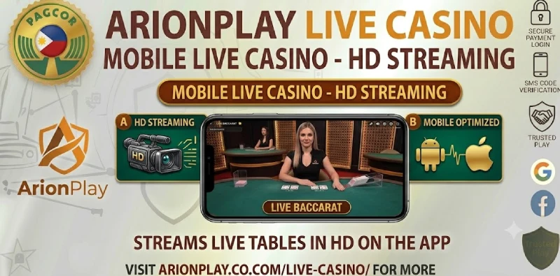 ArionPlay mobile live casino app streaming on a phone