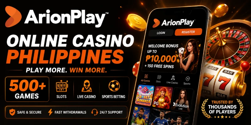ArionPlay online casino Philippines homepage with 500+ games
