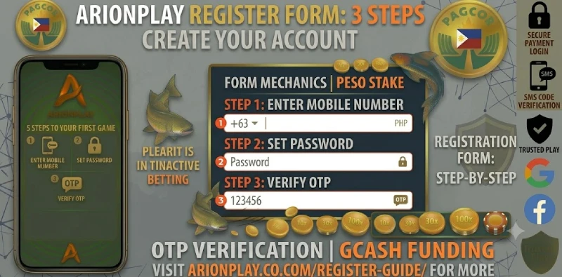 ArionPlay registration form mobile number OTP password Philippines