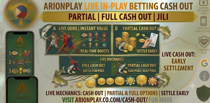 Live betting cash out feature ArionPlay partial full cash out